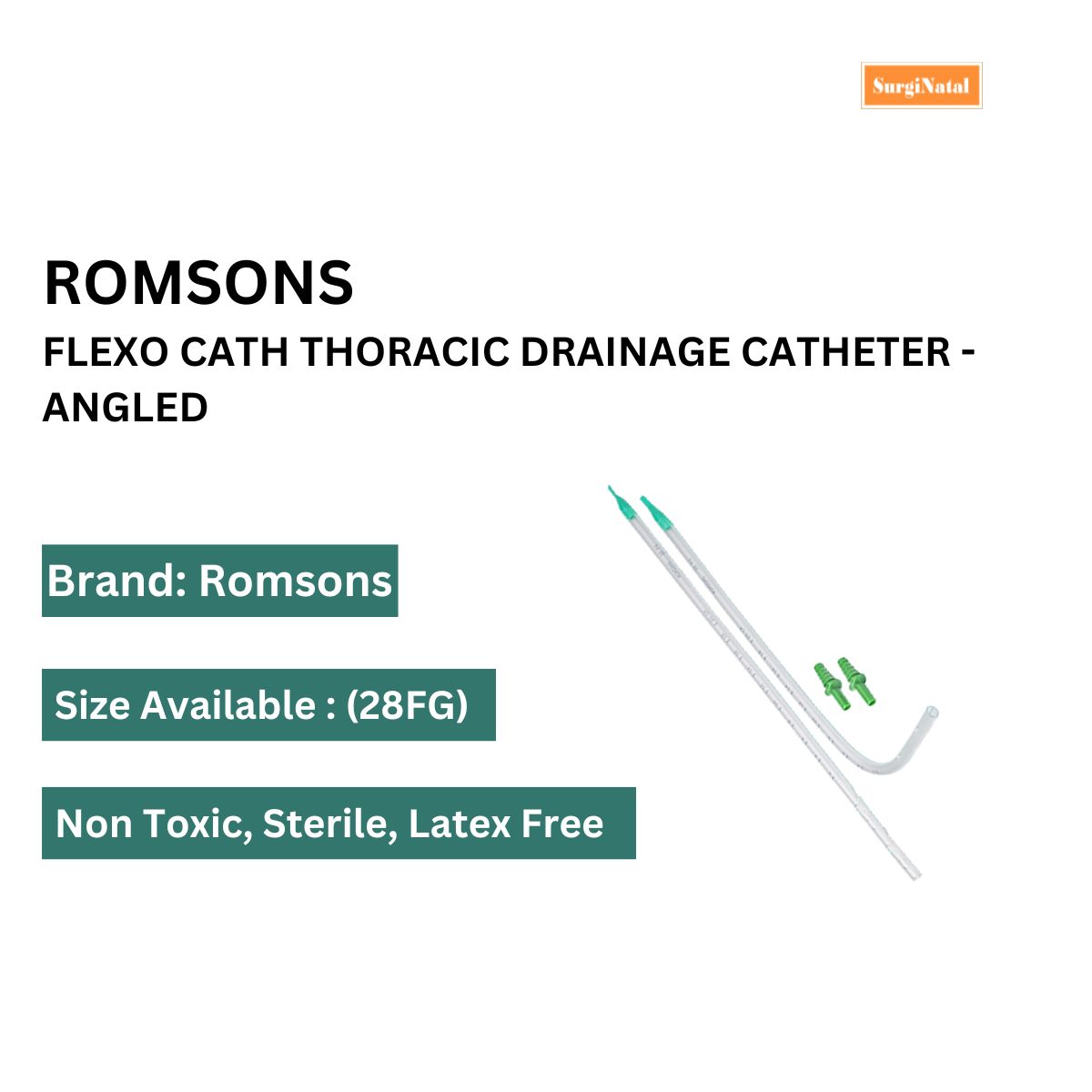 romsons flexo cath thoracic drainage catheter - angled