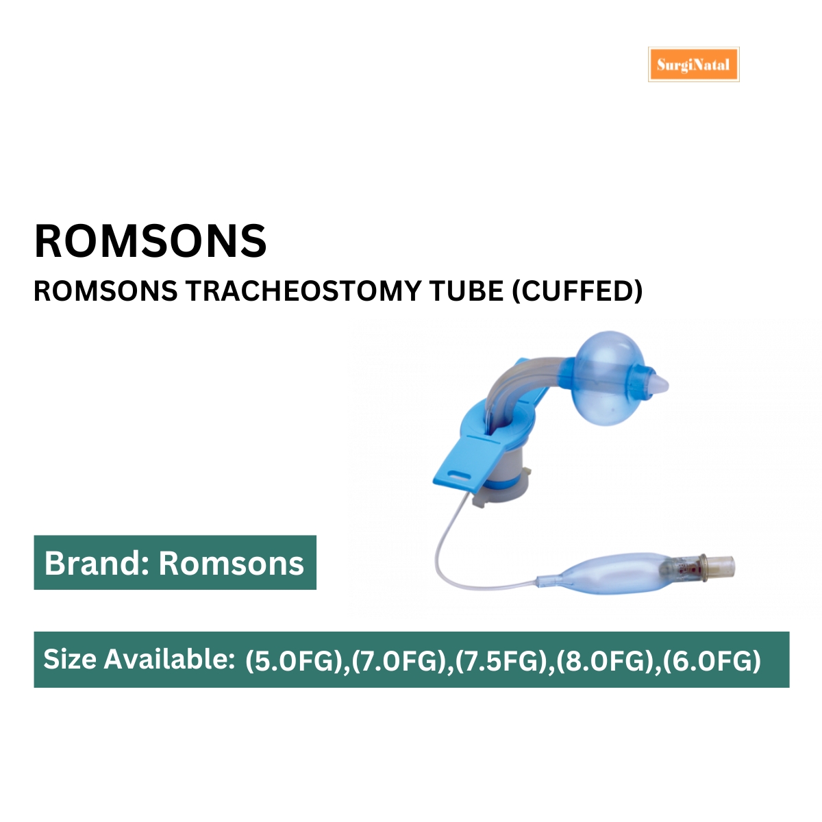 romsons tracheostomy tube (cuffed)