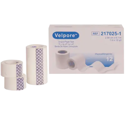 Datt Medi Velpore Paper Surgical Tape Dispenser Pack 1 inch x 9.1m-12 rolls